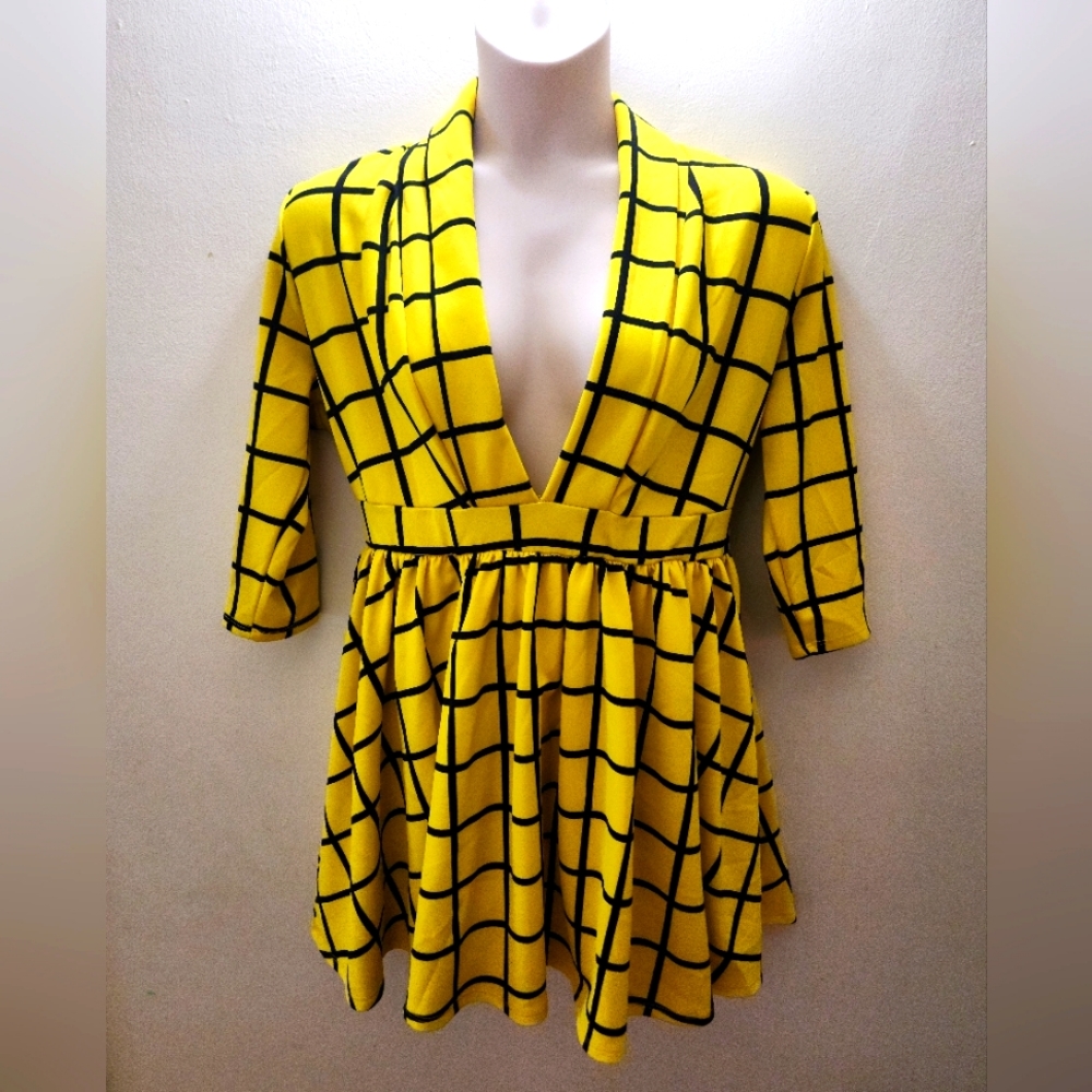 Black and yellow mini dress